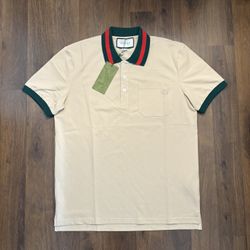 Gucci tan polo Shirt Size Medium 