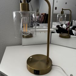 Modern Gold Desk Lamp with Adjustable Brightness & USB Port