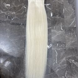 Platinum Blonde #60 ,Clip in Straight Human Hair Extensions 16inch 115g 7 pieces