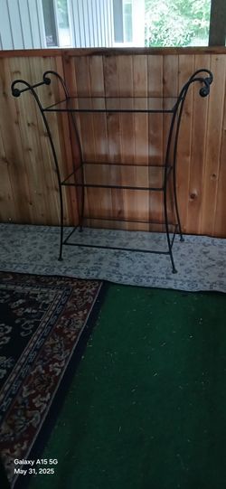 Rod Iron With Glass Shelves
