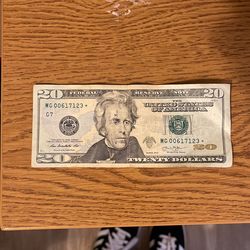 $20 Star Note * RARE Low Serial number 