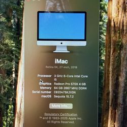 2019 - 27 Inch iMac, 64 GB RAM