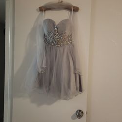 Dancing Queen Formal Dress; Grey/Silver; Size M