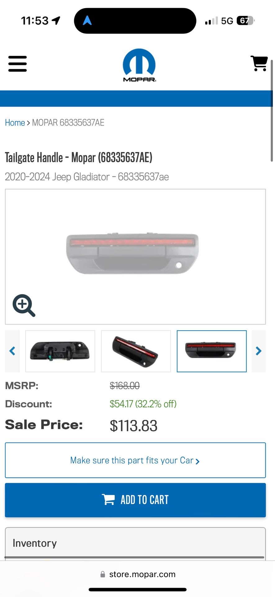 2020 To 2024 Jeep gladiator Tailgate Handle 