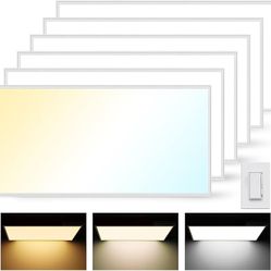 6 Pack 2x4 LED Flat Panel Light, 50W 6600LM LED Drop Ceiling Light fixture, Selectable Color Temperature 4000K/5000K/6000K, 5-100% TRIAC Dimmable, Rec