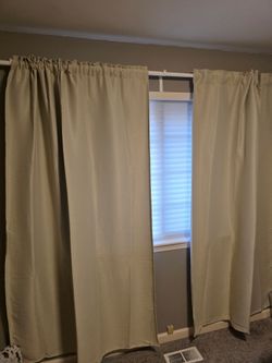 Tan Curtains with Rod