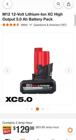 Milwaukee M12 5.0 Battery High Output