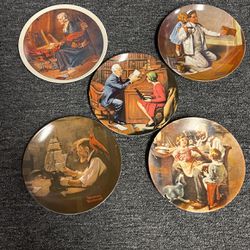 Lot of 5 Norman Rockwell Plates