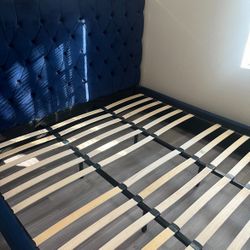 Blue Velvet King Bed Frame