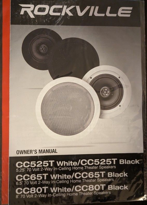 Rockville CC525C Wht  70v Indoor Wall Speakers (Pair )