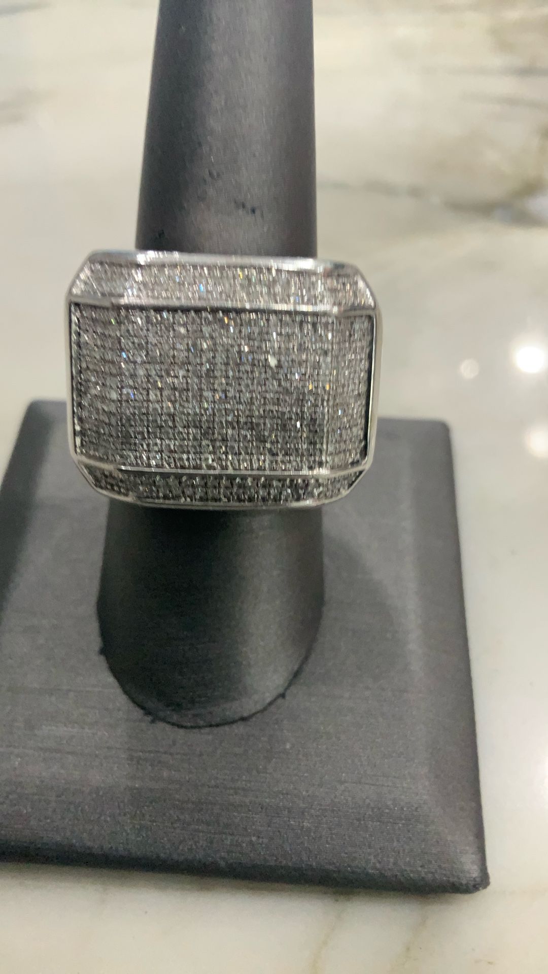 Diamond Ring Containing Over 500 Genuine Earth Mined Diamonds 14kt 22.3 Grams On Sale