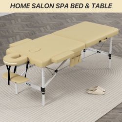 KCC Memory Foam Portable Massage Table, Foldable Tattoo Table Lash Bed Height Adjustable，28 Inchs Wide Home Salon Spa Bed Accessories &Carrying Case，E