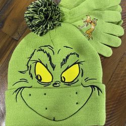 The Grinch Kids Youth Beanie and Gloves Set Christmas Gift