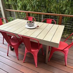 Bistro Style Metal Dining Chairs In Red Finish (6 Chairs)