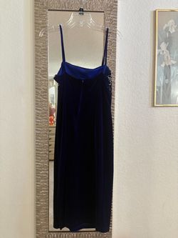 Royal Blue Velvet Spaghetti Strap Midi Dress