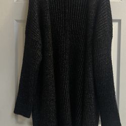 Brand New Ladies Black & Glitter Open Long Sweater Size 1X
