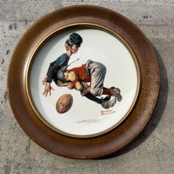 Vintage Norman Rockwell “Saturday’s Heroes” plate in frame