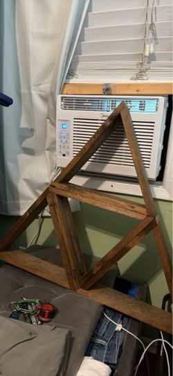 Excellent condition Large 30” Handmade Wood Triangle Wall Shelf – Rustic Geometric Display