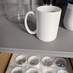 Full Set Of Blank White Mugs