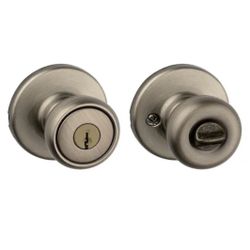 Kwikset Tylo Antique Brass Exterior Entry Door Knob Featuring Micron Technology 