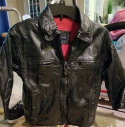 Black Genuine Leather Boys Coat