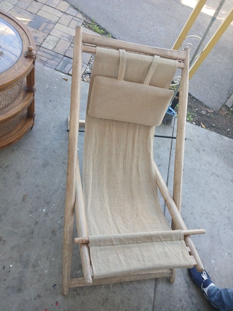 Teak Wood Canvas Chair