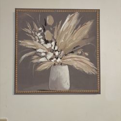 Brand New Neutral Boho Pampas Grass Wall Art Canvas