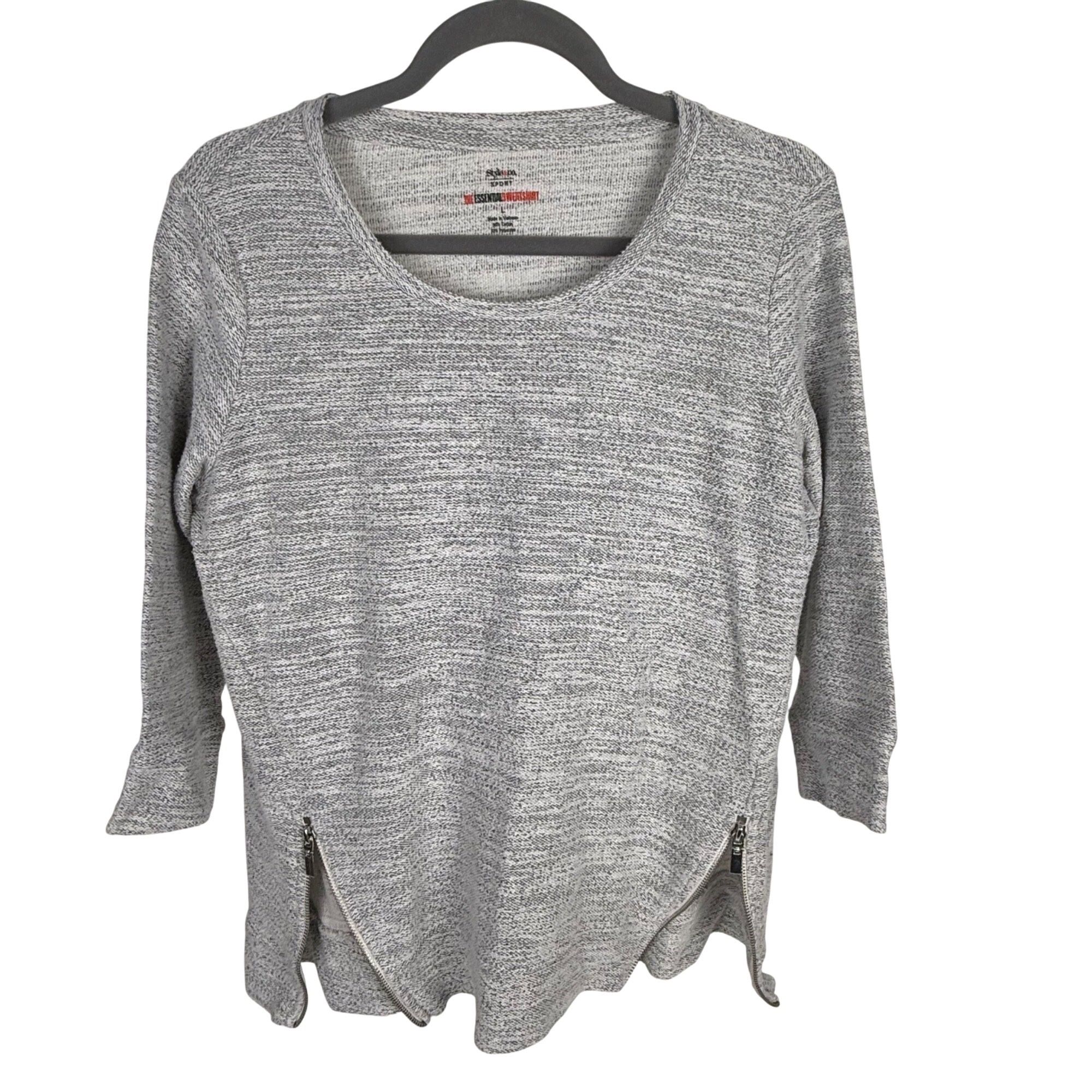 Style & Co. Sport Women's Top 3/4-Sleeve Side Zippers Size L