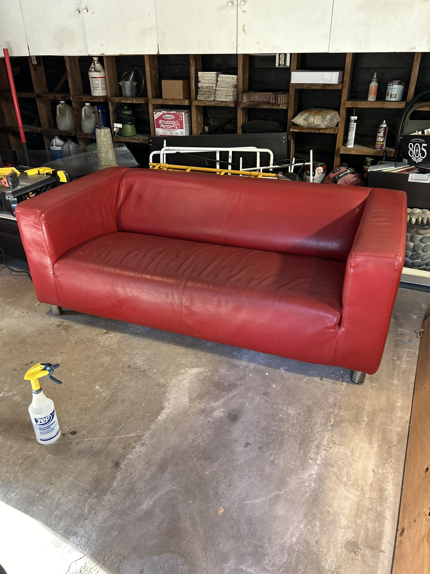 Red Leather Sofa 