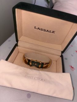 Lassale Gold Tone and Green Bangle