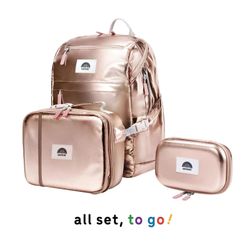Uninni 3pc Rose Gold Backpack Set NwT