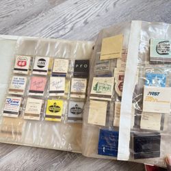 vintage matchbook covers stored in a protective album
