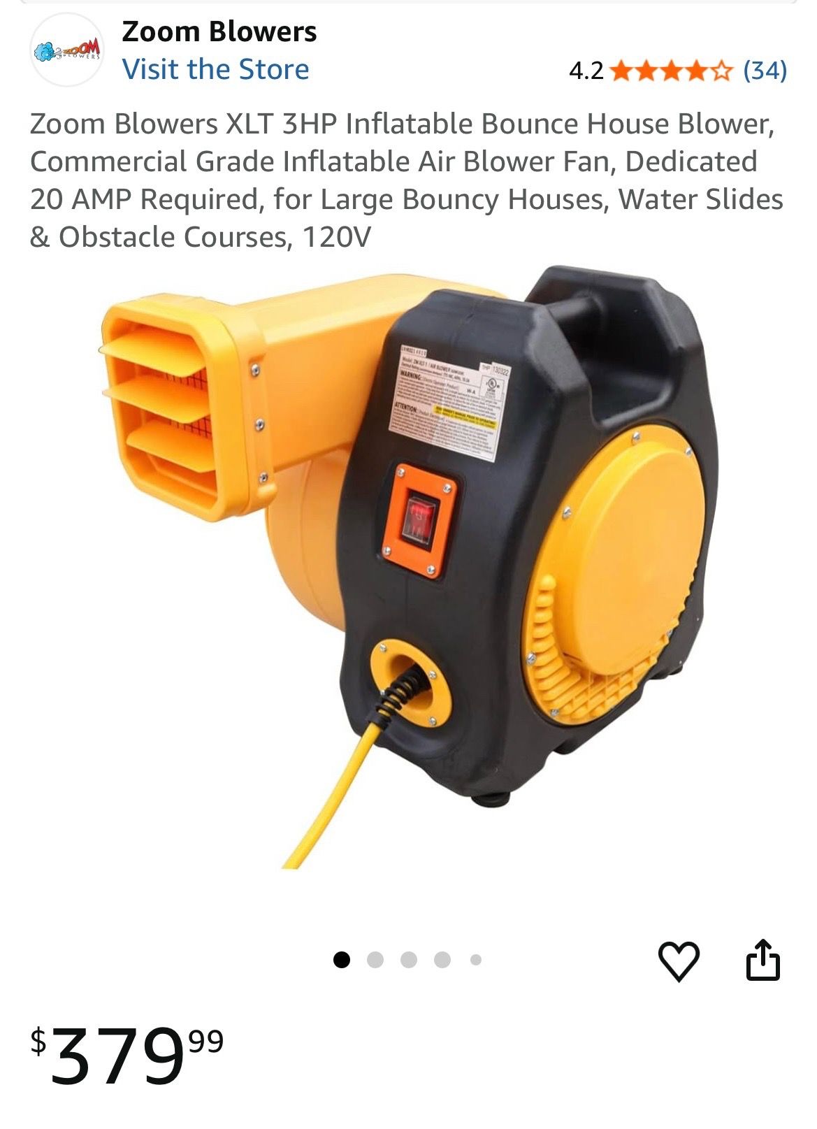 Inflatable bounce house blower commercial