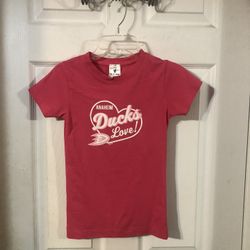 Anaheim Ducks girls size small pink Tshirt.  Preowned only wore once.  