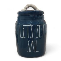 Rae Dunn Let's Set Sail Blue Canister Coastal Nautical Decor