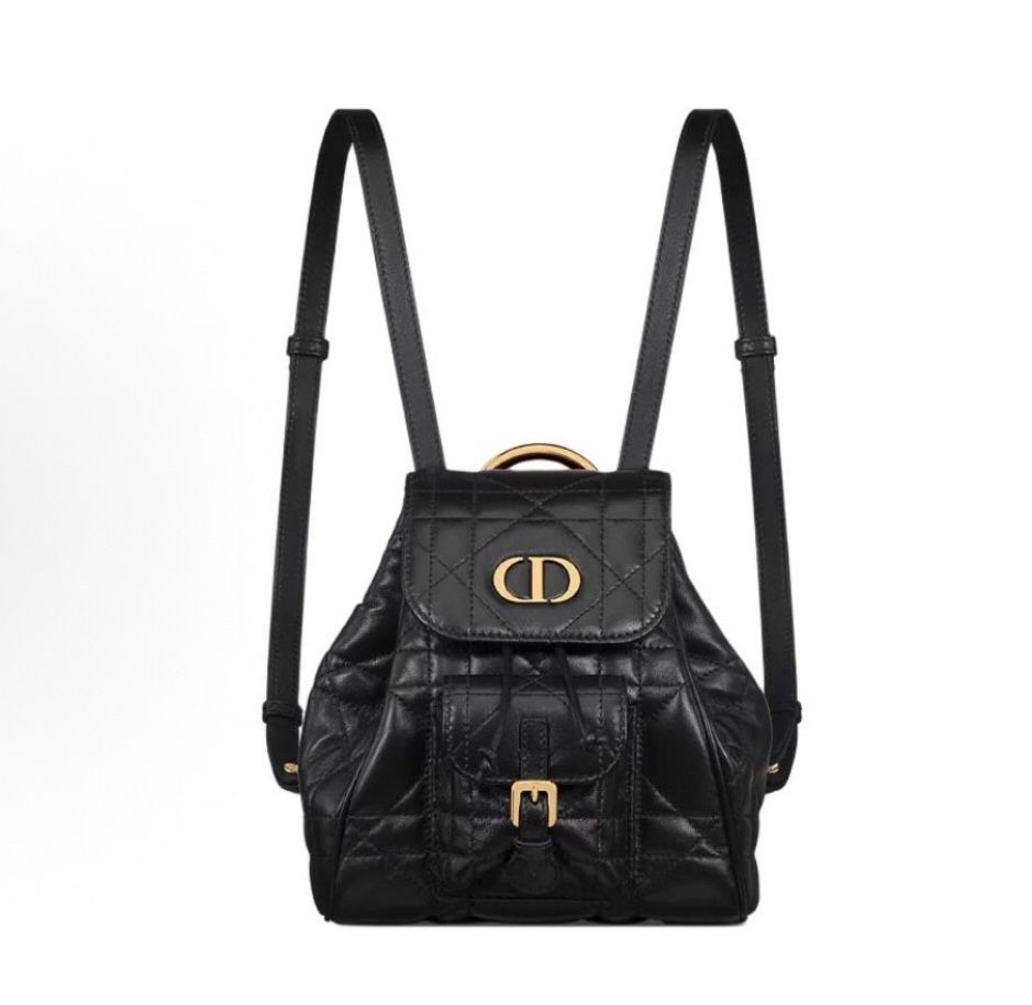 DIOR Caro adjustable leather shoulder strap flap drawstring opening and closing(8)61
