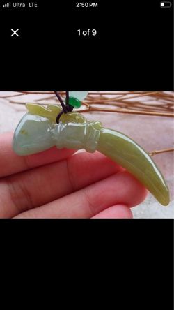 Yellow Certificate JADEITE Jade Yellow Dragon Tooth Pendant