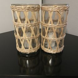 2 Glass Decor Vases Or Candle Holders