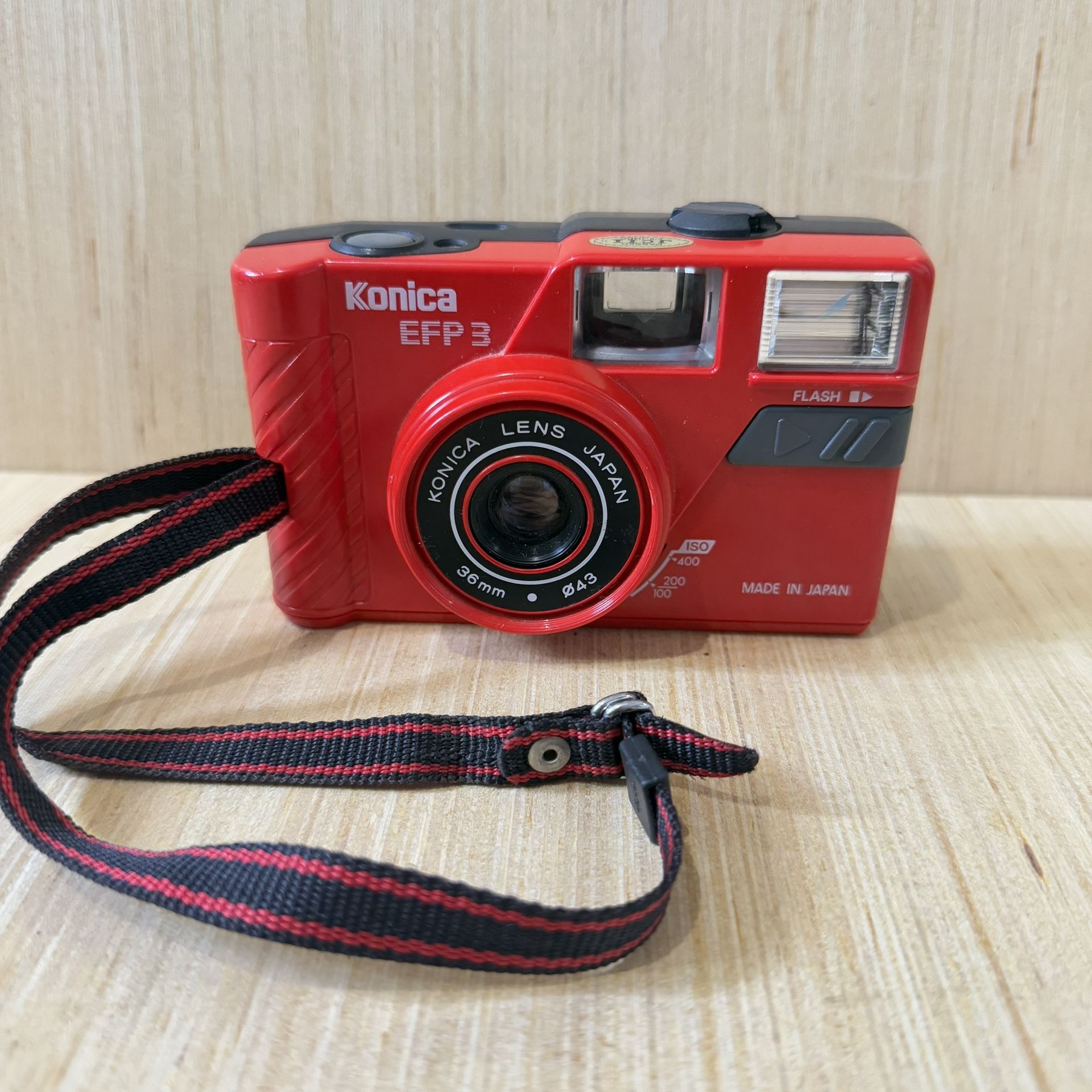 Vintage Konica EFP 3 Red 36mm Film Camera“UNTESTED”No Film Buy/Sold As Read Blw