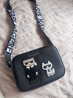 Karl Lagerfeld Paris Black Leather Camera Bag