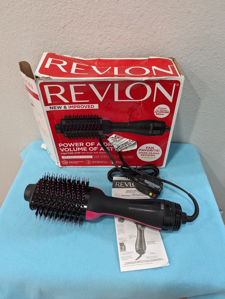 Revlon One-Step Hair Dryer Volumizer Hot Air Brush 3 Speed Black/Pink