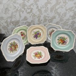 Six VTG Johnson Bros. Square fruit bread/dessert/salad plates. 1950's England