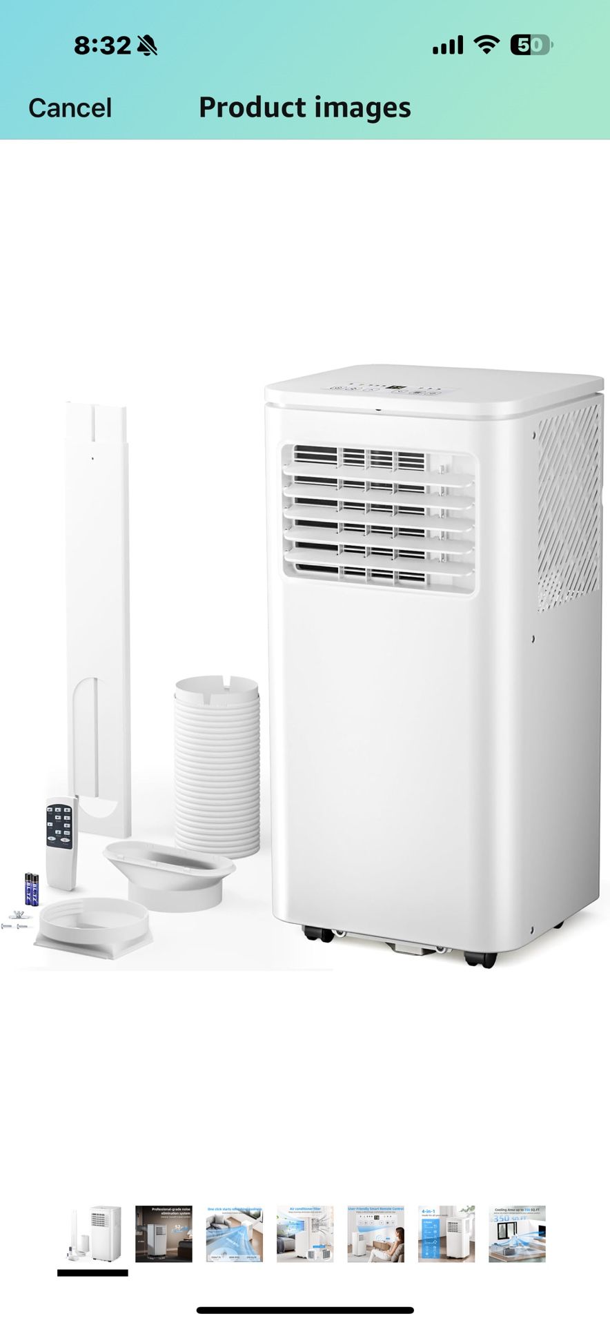8000 BTU Portable Air Conditioner, 3 in 1 Free Standing Cooling AC Unit with Fan & Dehumidifier & Cools, Sleep Mode, 24H Timer, Windows Sealing Kit fo
