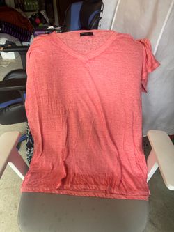 Lane Bryant Coral V-Neck T-Shirt