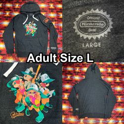 Splatoon Salmon Run Gray Pullover Hoodie Nintendo Store New York Adult Sz Large