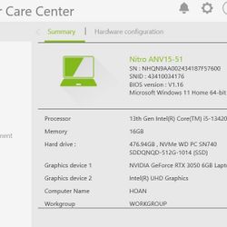 Acer Nitro V 15 Gaming i5-13420H RTX3050 144Hz – Trade MacBook M1/M2 Pro or M2/M3 Air