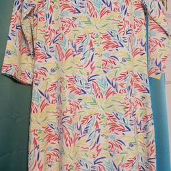 Sm Sketched Palms UPF50+ Travel Mini Dress Spandex 3/4 Sleeve ANTHONY'S Resort 