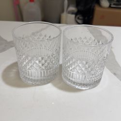 VAL ST. LAMBERT ~ Two Crystal Old Fashion Glasses 