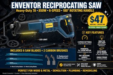 Enventor Heavy-Duty Reciprocating Saw 850W