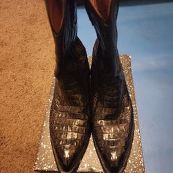 Tony Lima High Quality American Alligator Black Tail Snipped Toe Boots Size 10 And A Half D Model Number 86426 Paid $1,600 In There In Excellent Condi